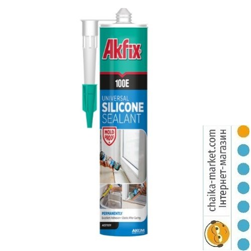 Akfix SA048 Герметик силiконовий унiверсальний 100E (бежевий) 280мл