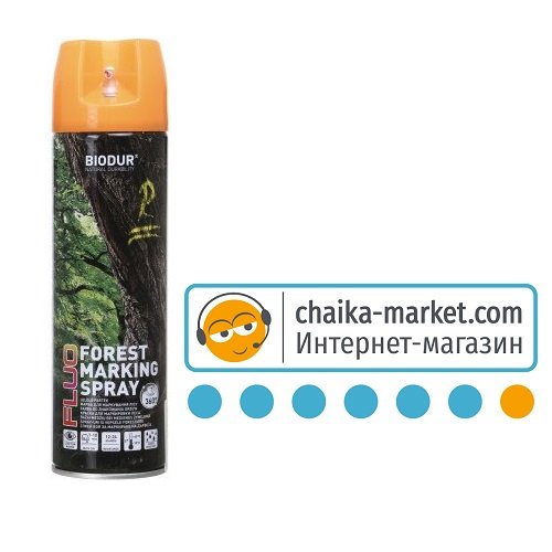 Фарба флуоресцентна для маркування лісу BIODUR Forest marking spray orange (помаранчева) аер. 500мл