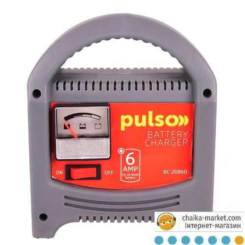 PULSO BC-20860 Зарядний пристрiй 12V/6A/20-80AHR/стрiлковий iндикатор