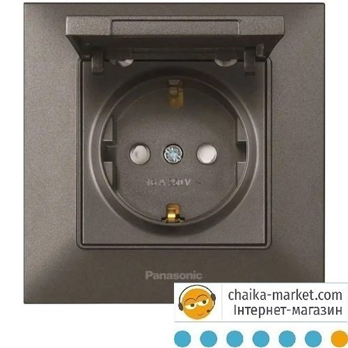 Panasonic Arkedia Slim WNTC0210-2DG Розетка 1 iз заземленням з кришкою димчаста