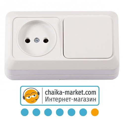 Блок: Выключатель одноклавишный + Розетка Luxel OPERA 2032