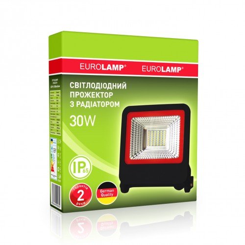Прожектор Світлодіодний Eurolamp LED SMD чорний з радіатором 30W 6500K