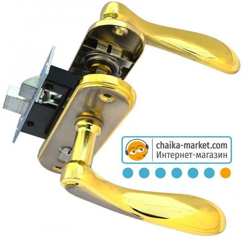 Врезной замок с ручкой FZB 15-99 ET-71001 SN/GP (сатин/золото)