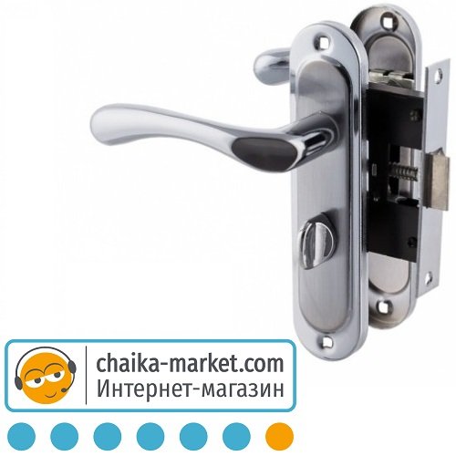 Замок для межкомнатных дверей FZB 15-02 BK-7140 SN/PC (сатин/хром)