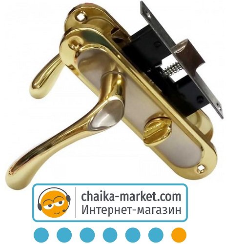 Замок для межкомнатных дверей FZB 15-02 BK-7140 SN/GP (сатин/золото)