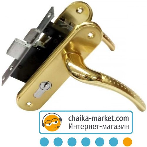 Врізний замок з ручкою FZB 15-13 ET-71106 SB/GP (матове золото/золото)