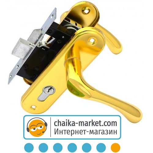 Врезной замок с ручкой FZB 15-15 ET-7140 GP (золото)