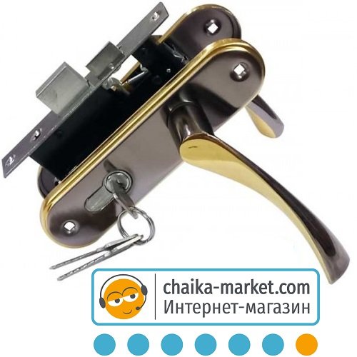 Врезной замок с ручкой FZB 15-68 ET-71157 BN/GP (черный никель/золото)