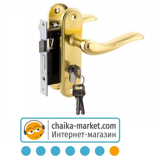 Врезной замок с ручкой FZB 15-99 ЕТ-71001 SB/GP (матовое золото/золото)