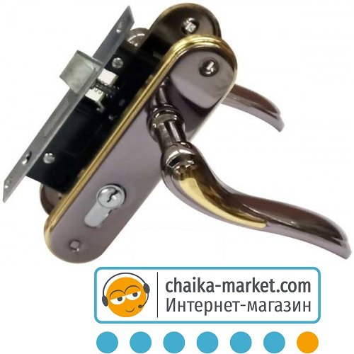 Врезной замок с ручкой FZB 15-99 ET-71001 BN/GP (черный никель/золото)