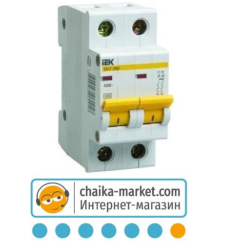 Автоматичний вимикач ВА47-29М 2P 1A 4.5кА тип C IEK