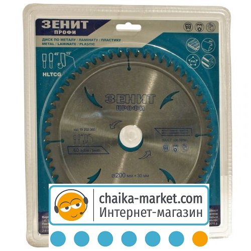 Диск пильный Зенит Профи металл/пластик/ламинат 19202360 200*30 мм RT 60