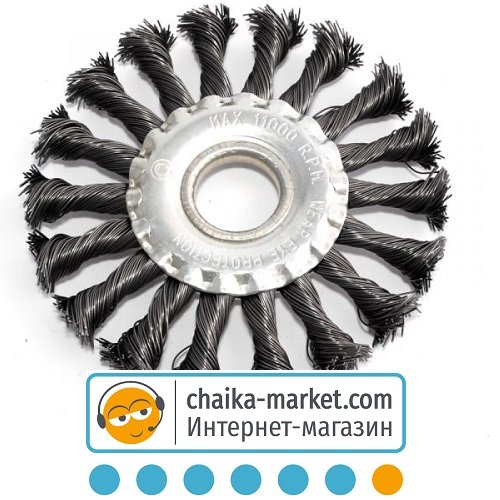 Щетка дисковая плетеная сталь Зенит 35105115 115*22,2 мм 0,5 мм