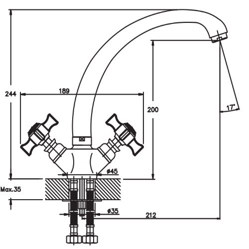 HAIBA ZEUS 273 Змiшувач д/кухнi 2ручк.
