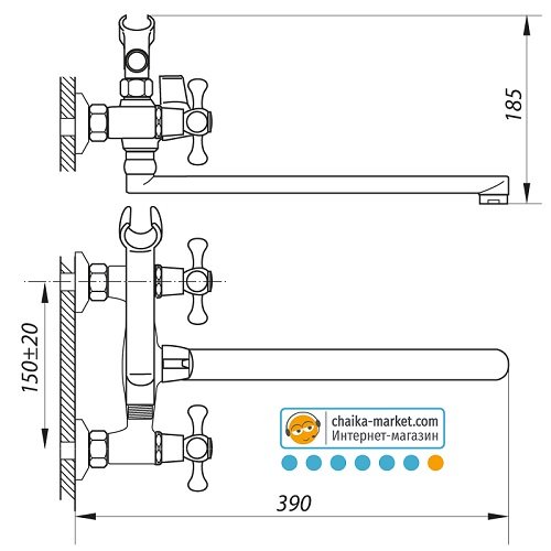 Смеситель для ванны ZERIX DML 827