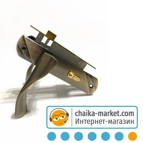 Врезной замок с ручкой UniLock ULK-58103 ЕТ AB (бронза)