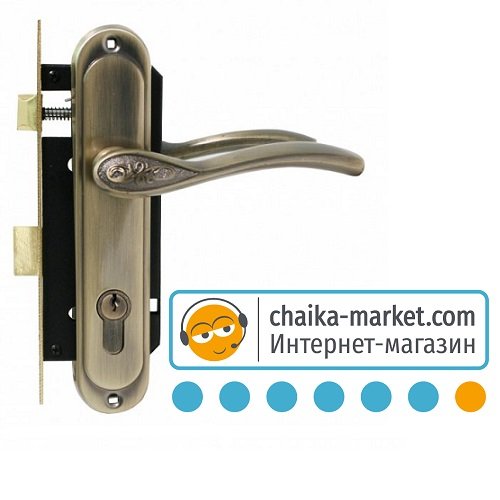 Врезной замок с ручкой UniLock ULC-70001 AB (бронза)