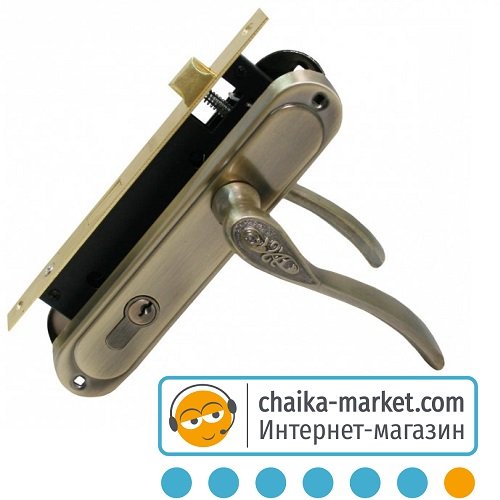 Врезной замок с ручкой UniLock ULC-70001 AB (бронза)