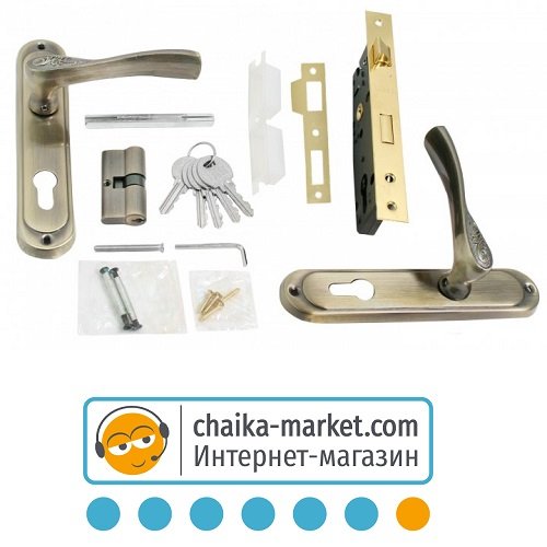 Врезной замок с ручкой UniLock ULC-70001 AB (бронза)