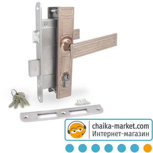 Врезной замок с ручкой Мотор Сич ЗВ-7 (бронза)